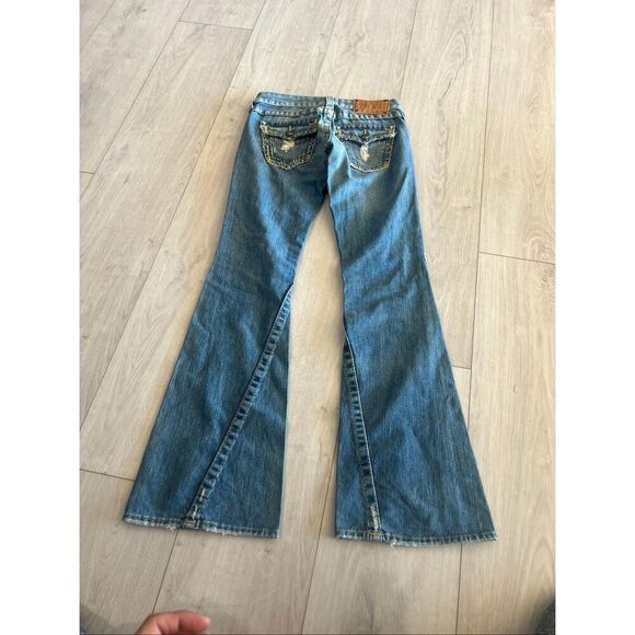 True Religion Y2K Distressed Grunge Stitch Joey Flare Jeans size 26 - Picture 8 of 10